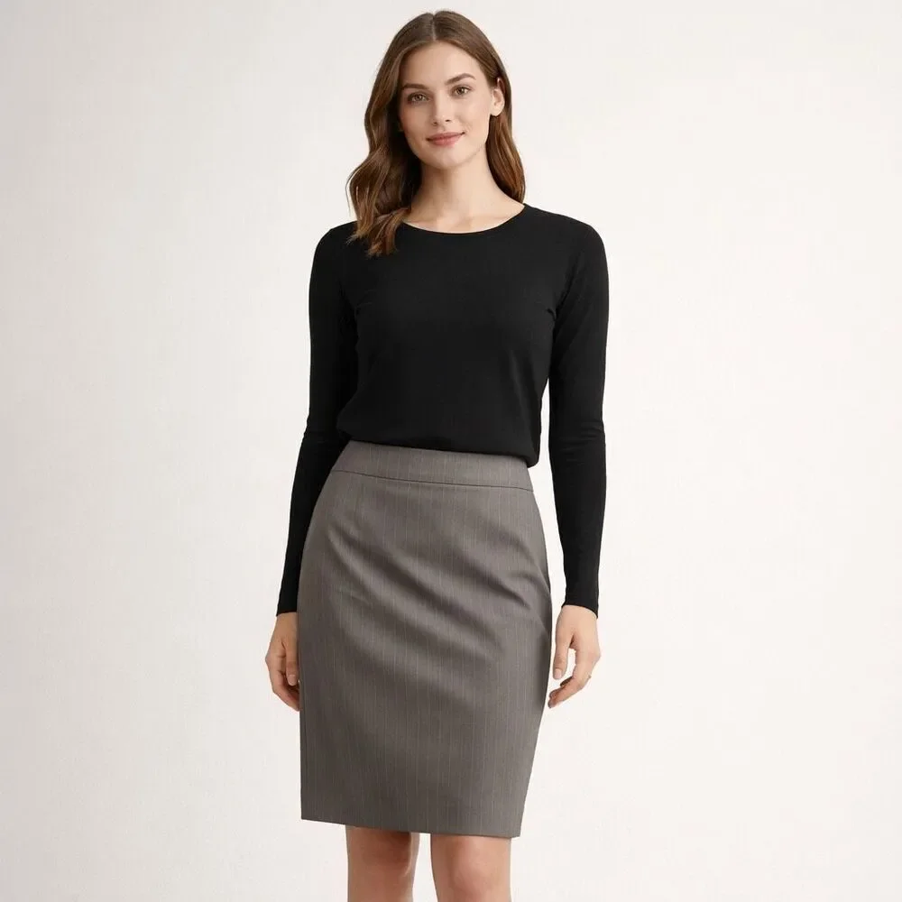 The Limited Pencil Skirt Size 2 Gray Pinstripe Career Stretch